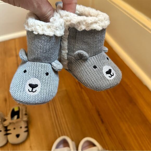 Winter crib shoes animal mocassins SET of 3 SIZE 6-12M - Picture 1 of 6